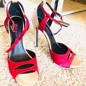 Mojo moxy red, white and  crystal stilettos